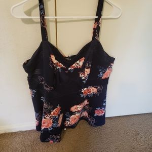 Navy and pink floral plus cami